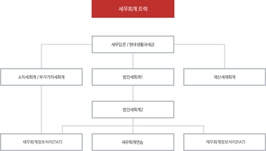 세무회계 트랙[세무입문/현대생활과세금, 소득세회계/부가가치세회계, 법인세회계1, 재산세제회계, 법인세회계2, 세무회계정보처리(TAT), 세무회계연습, 재무회계정보처리(FAT)]