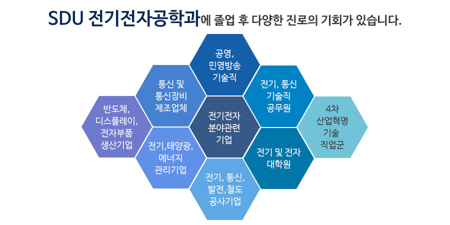 SDU 전기전자공학과에 졸업 후 다양한 진로의 기회가 있습니다.