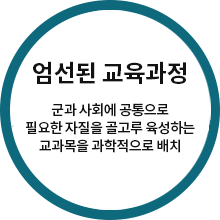 엄선된 교육과정(군과 사회에 공통으로 필요한 자질을 골고루 육성하는 교과목을 과학적으로 배치)